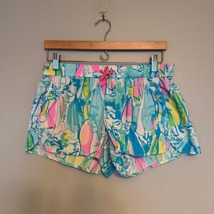 Lilly Pulitzer Callahan Shorts Womens Small Multicolor Abstract Print Nylon 3in